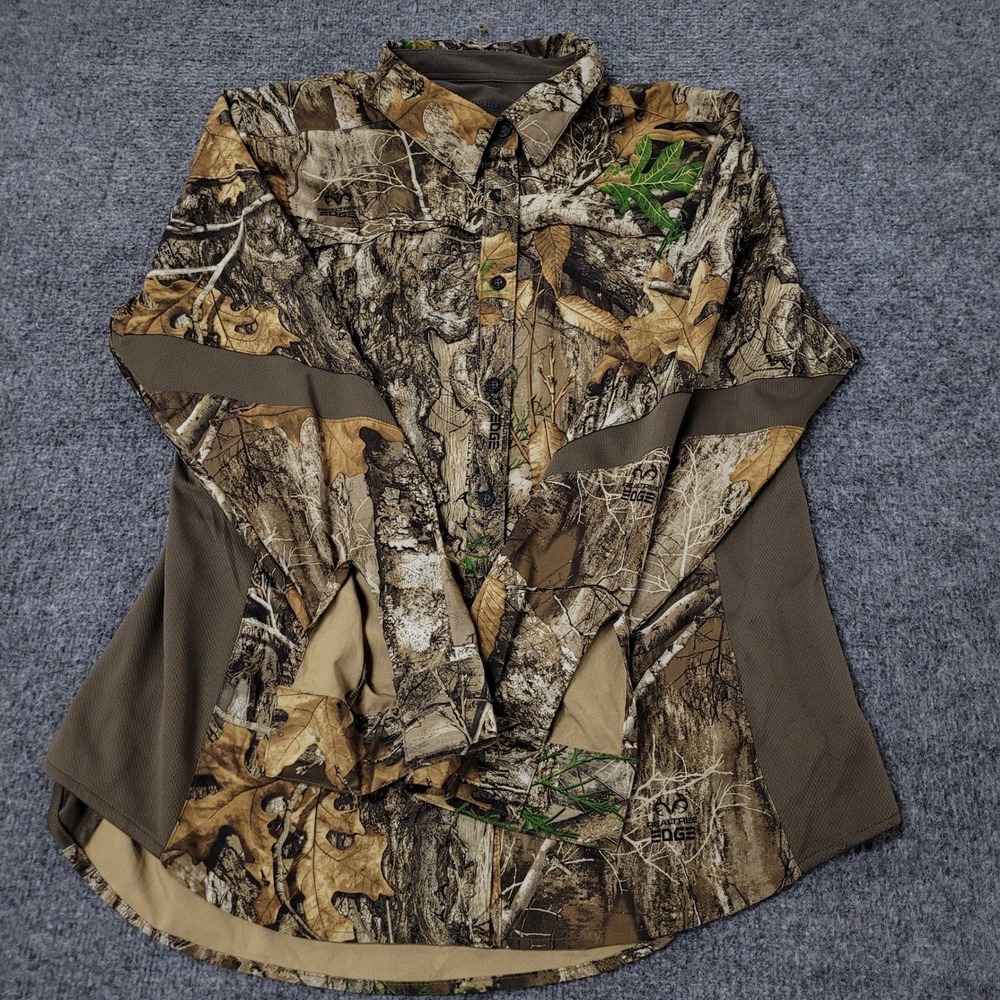 Magellan Shirt Womens XXL Realtree Edge Camo Hunt Gear Mesh Vented Long Sleeve